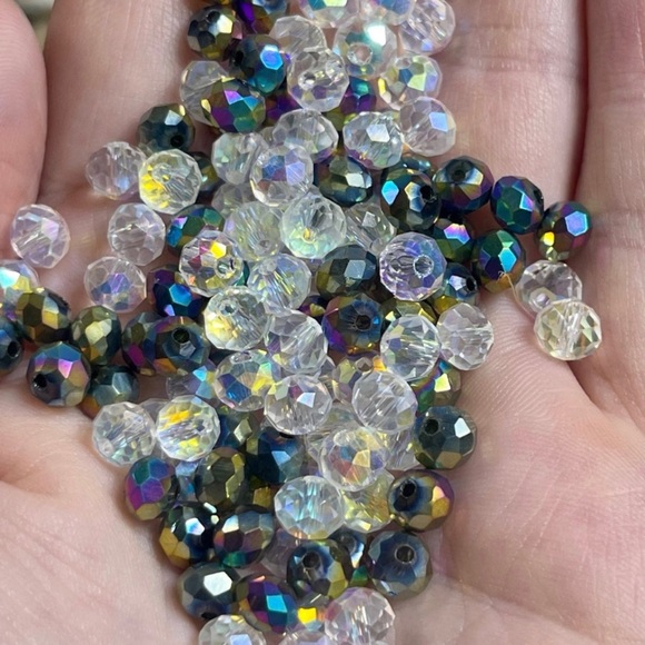 200 Multi Faceted Briolette Rondelle Crystal Glass Beads Jewelry Making DIY Bulk - Picture 11 of 16